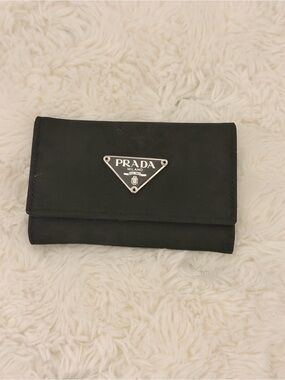 Prada Black Triangular Logo Fold Wallet